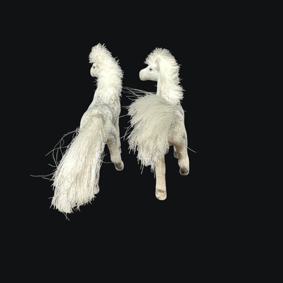 Vintage White Flocked Pony Fur Mane Tail 3in Miniature Horse Toy Fuzzy White - Picture 4 of 14